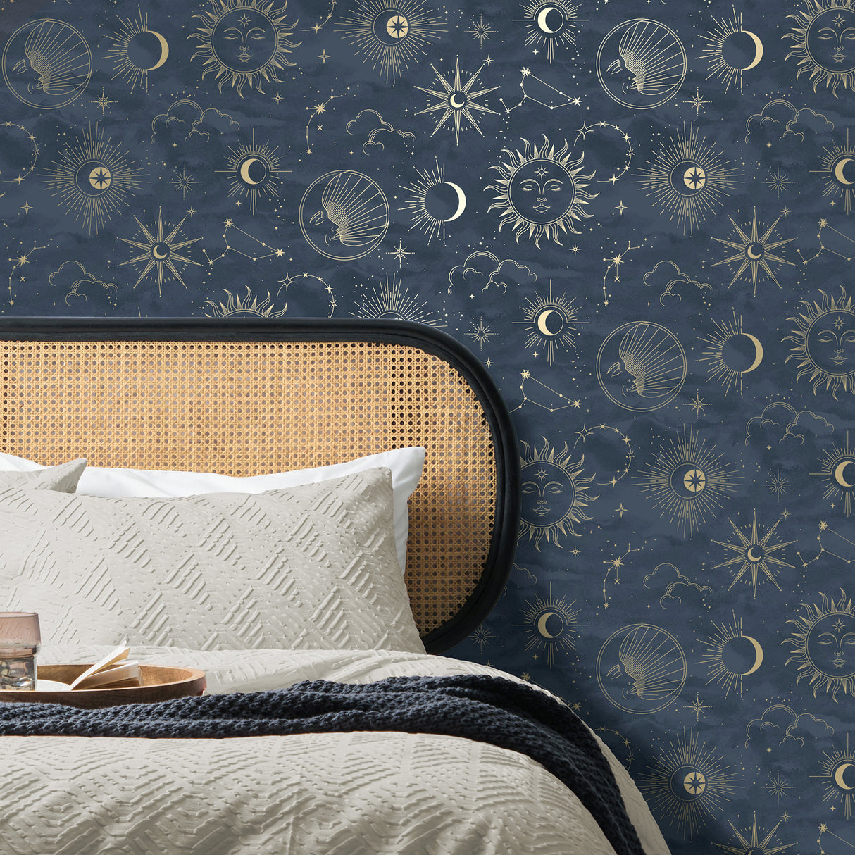 Kalel Navy by Fine Decor Celestial Wallpaper – Brewster Home Fashions FD43346