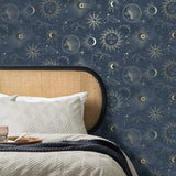 Kalel Navy by Fine Decor Celestial Wallpaper – Brewster Home Fashions FD43346