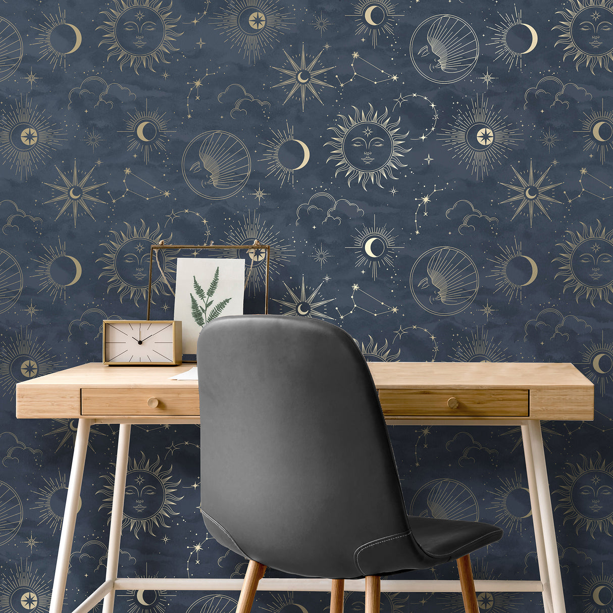 Kalel Navy by Fine Decor Celestial Wallpaper – Brewster Home Fashions FD43346