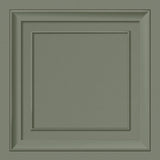 Moss green square panel wallpaper sample showing picture-frame molding effect - Fine Decor FD43390