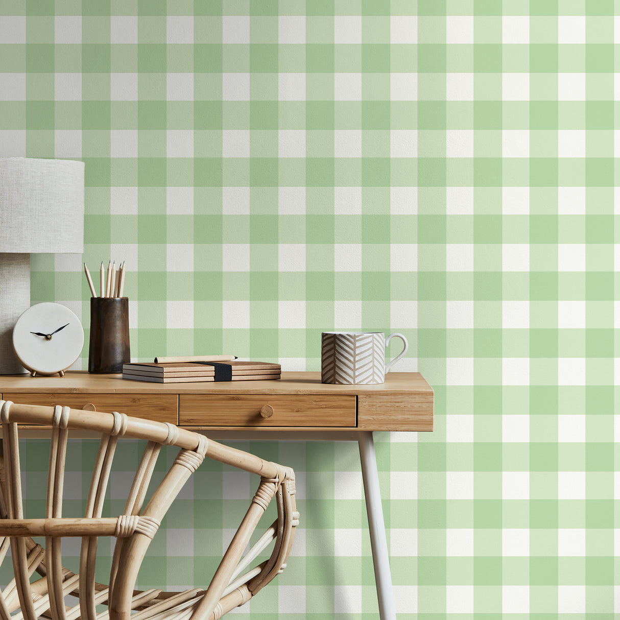 Patrice Light Green by Fine Decor Gingham Wallpaper – Brewster Home Fashions FD43393