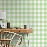 Patrice Light Green by Fine Decor Gingham Wallpaper – Brewster Home Fashions FD43393