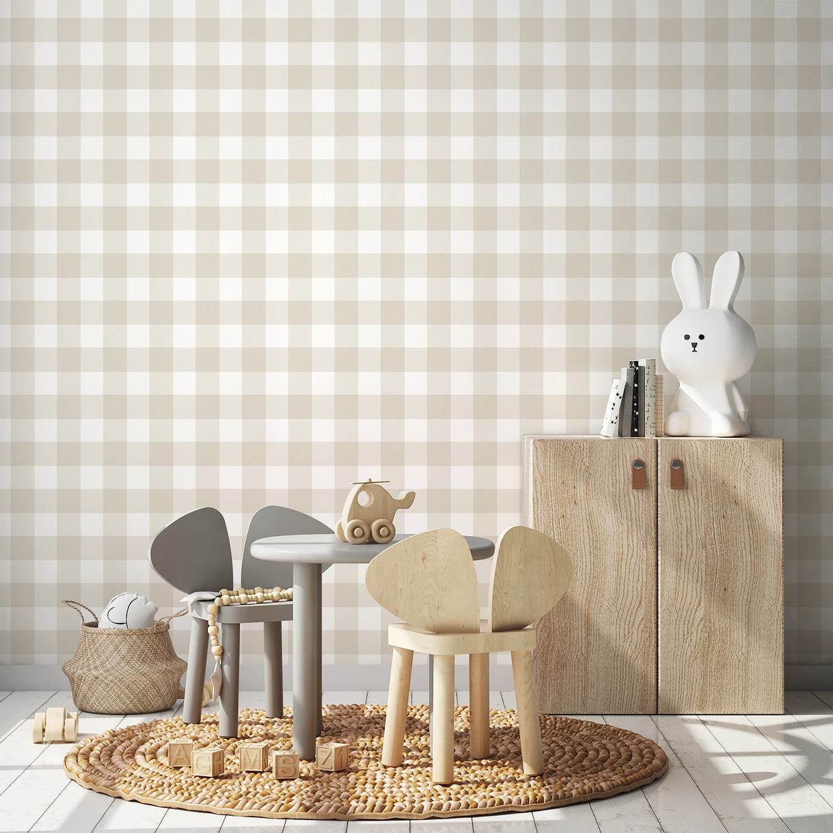 Patrice Light Brown by Fine Decor Gingham Wallpaper – Brewster Home Fashions FD43394
