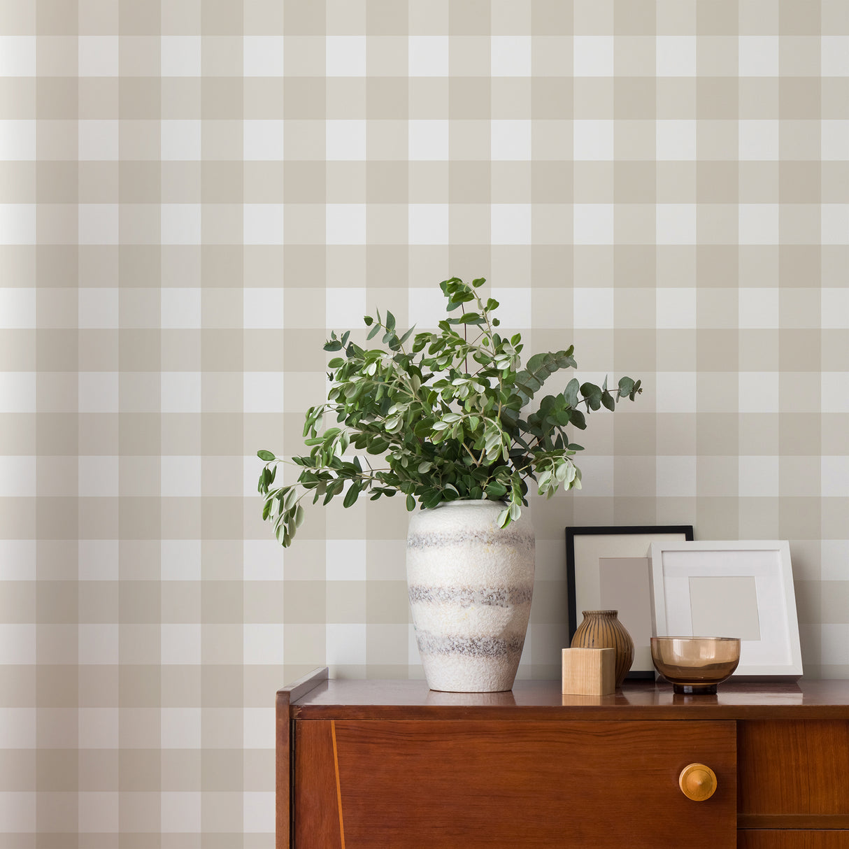 Patrice Light Brown by Fine Decor Gingham Wallpaper – Brewster Home Fashions FD43394