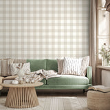 Patrice Light Brown by Fine Decor Gingham Wallpaper – Brewster Home Fashions FD43394