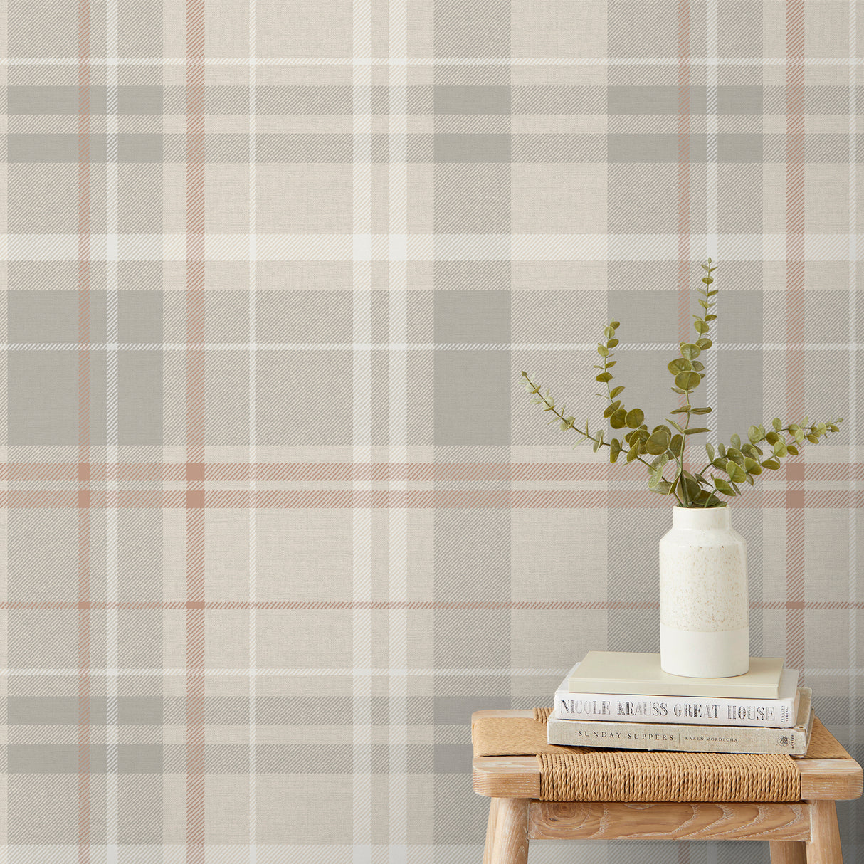 Hester Light Grey by Fine Decor Plaid Wallpaper – Brewster Home Fashions FD43397
