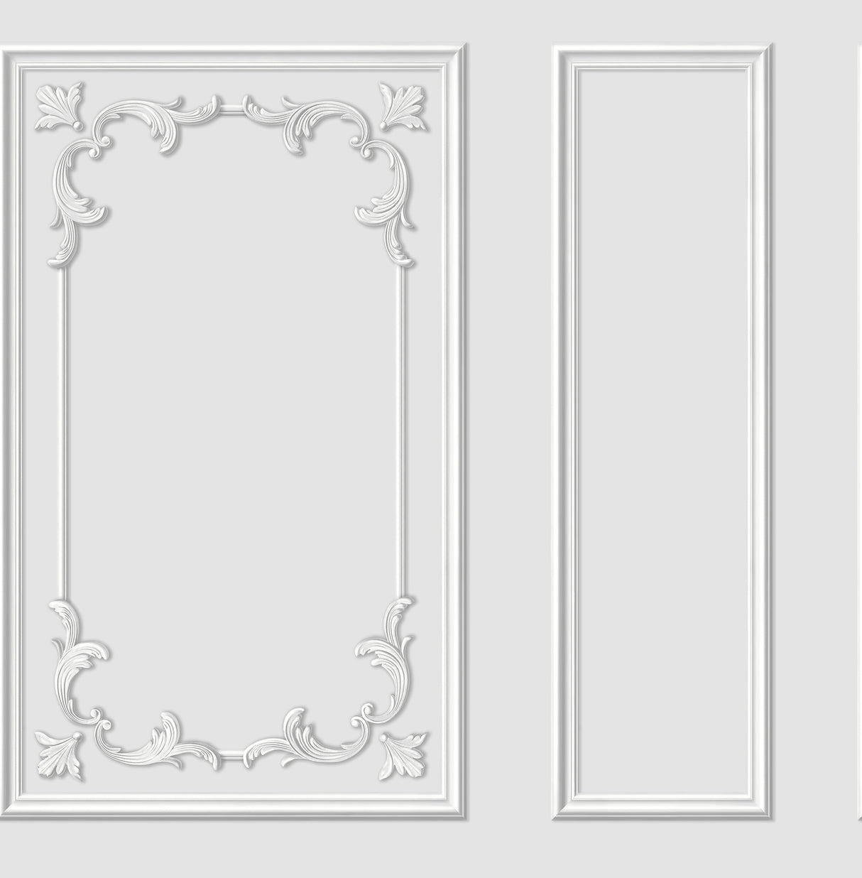 Rhonda White Ornate Paneling Wallpaper by Fine Decor