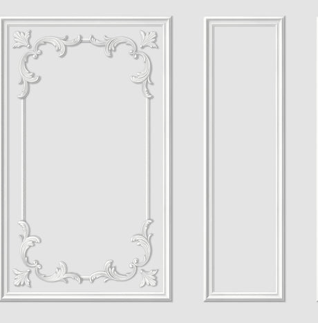 Rhonda White Ornate Paneling Wallpaper by Fine Decor