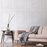 Rhonda White by Fine Decor Ornate Paneling Wallpaper – Brewster Home Fashions FD43422