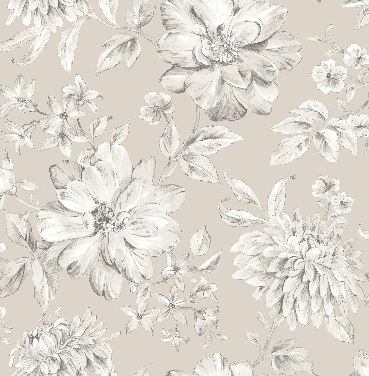 Fine Decor Gabriela Champagne Floral Wallpaper FD43429 sample detail with sketchy floral on champagne ground