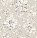 Fine Decor Gabriela Champagne Floral Wallpaper FD43429 sample detail with sketchy floral on champagne ground