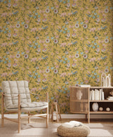 Elspeth Mustard by Fine Decor Floral Trail Wallpaper – Brewster Home Fashions FD43446