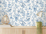 Elspeth Blue Floral Trail by Fine Decor Wallpaper – Brewster Home Fashions FD43447
