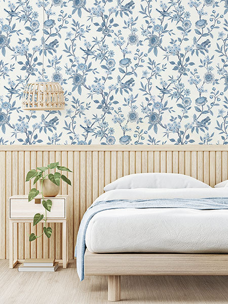 Elspeth Blue Floral Trail by Fine Decor Wallpaper – Brewster Home Fashions FD43447