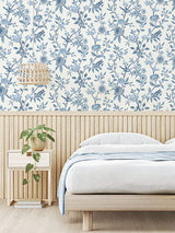 Elspeth Blue Floral Trail by Fine Decor Wallpaper – Brewster Home Fashions FD43447