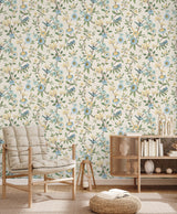 Elspeth Light Yellow by Fine Decor Floral Trail Wallpaper – Brewster Home Fashions FD43448