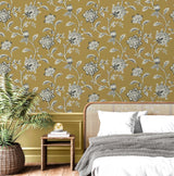 Juliette Mustard by Fine Decor Jacobean Wallpaper – Brewster Home Fashions FD43450