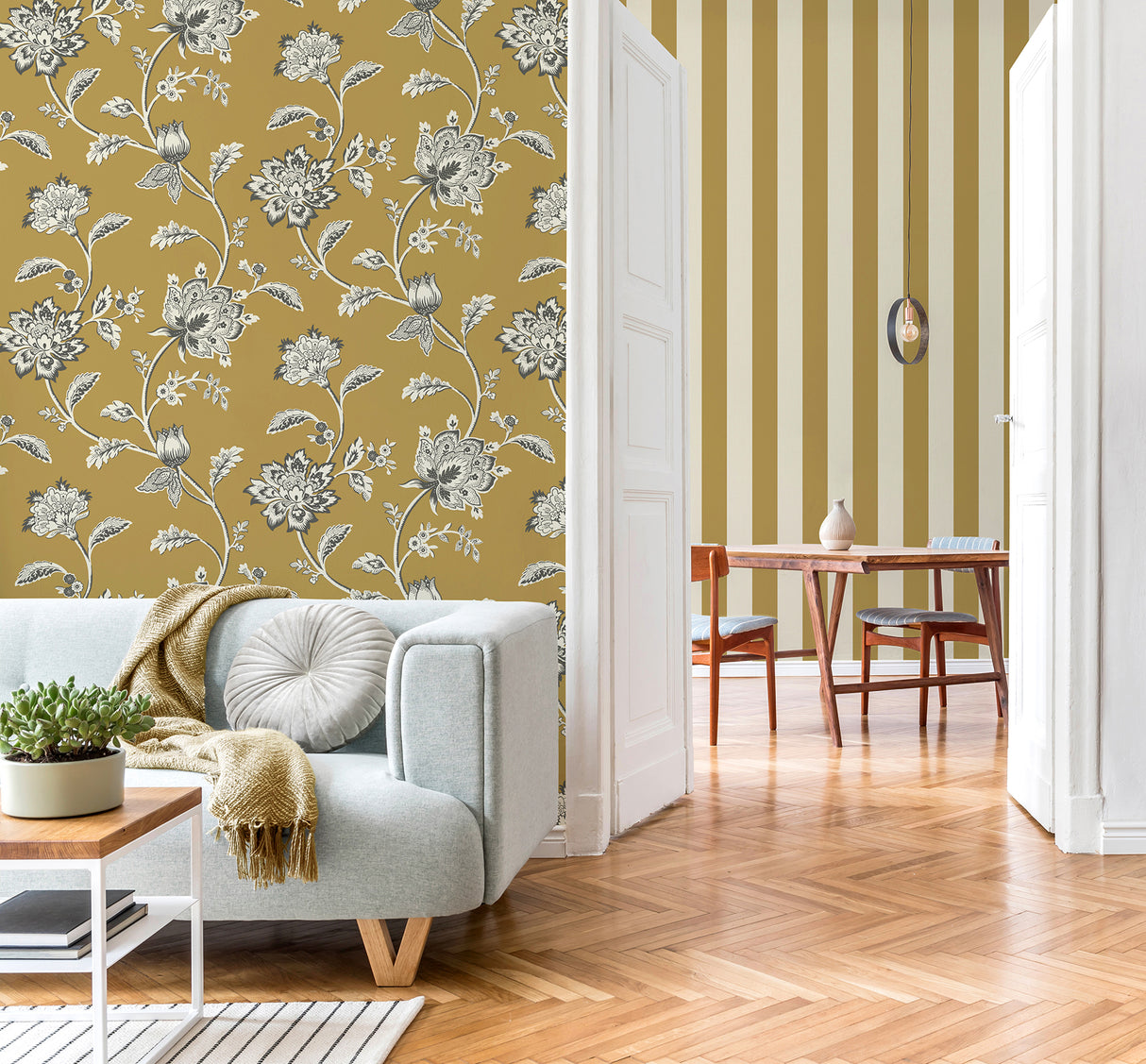 Juliette Mustard by Fine Decor Jacobean Wallpaper – Brewster Home Fashions FD43450