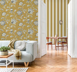 Juliette Mustard by Fine Decor Jacobean Wallpaper – Brewster Home Fashions FD43450