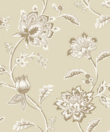 Fine Decor Juliette Light Yellow Jacobean floral wallpaper roll and room scenes