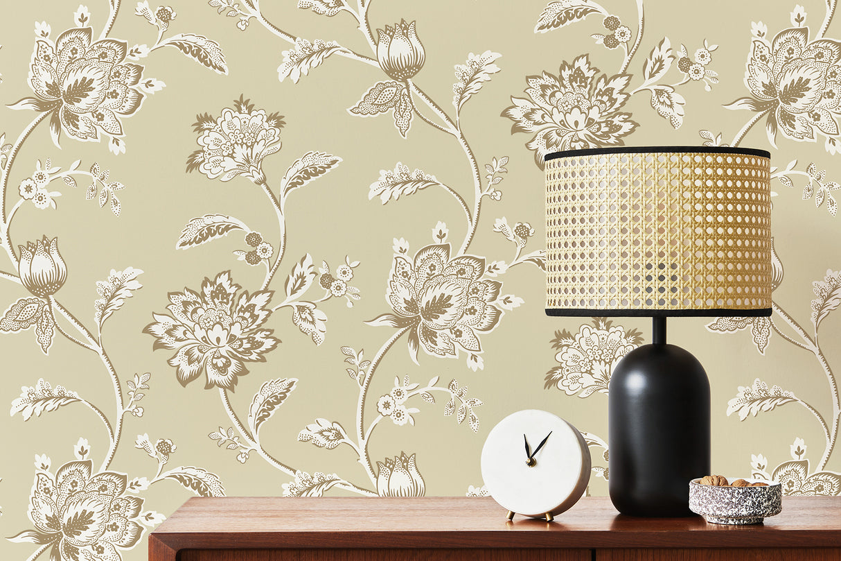 Juliette Light Yellow by Fine Decor Jacobean Wallpaper – Brewster Home Fashions FD43452