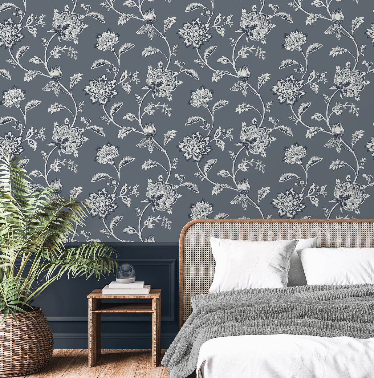 Juliette Blue by Fine Decor Jacobean Wallpaper – Brewster FD43453