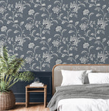 Juliette Blue by Fine Decor Jacobean Wallpaper – Brewster FD43453