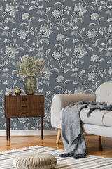 Juliette Blue by Fine Decor Jacobean Wallpaper – Brewster FD43453