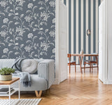 Juliette Blue by Fine Decor Jacobean Wallpaper – Brewster FD43453