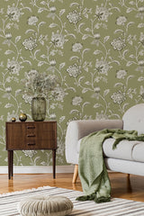 Juliette Sage by Fine Decor Jacobean Wallpaper- Brewster Home Fashions FD43454