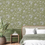 Juliette Sage by Fine Decor Jacobean Wallpaper- Brewster Home Fashions FD43454