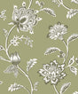 Juliette Sage Jacobean floral wallpaper by Fine Decor, 20.9 in x 33 ft roll