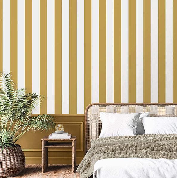 Tavish Mustard by Fine Decor Stripe Wallpaper – Brewster Home Fashions FD43455