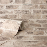 Warrick Taupe by Fine Decor Brick Wallpaper – Brewster Home Fashions FD43472