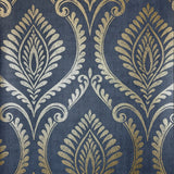 Estelle Blue and Gold Damask Wallpaper by Fine Decor - FD43481
