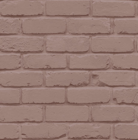 Alpin Pink Painted Brick Wallpaper by Fine Decor – swatch showing painted brick texture