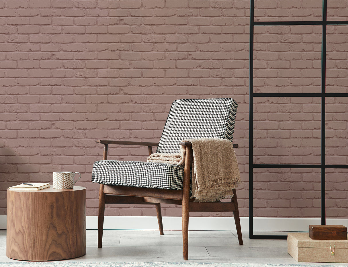 Alpin Pink by Fine Decor Painted Brick Wallpaper – Brewster FD43601