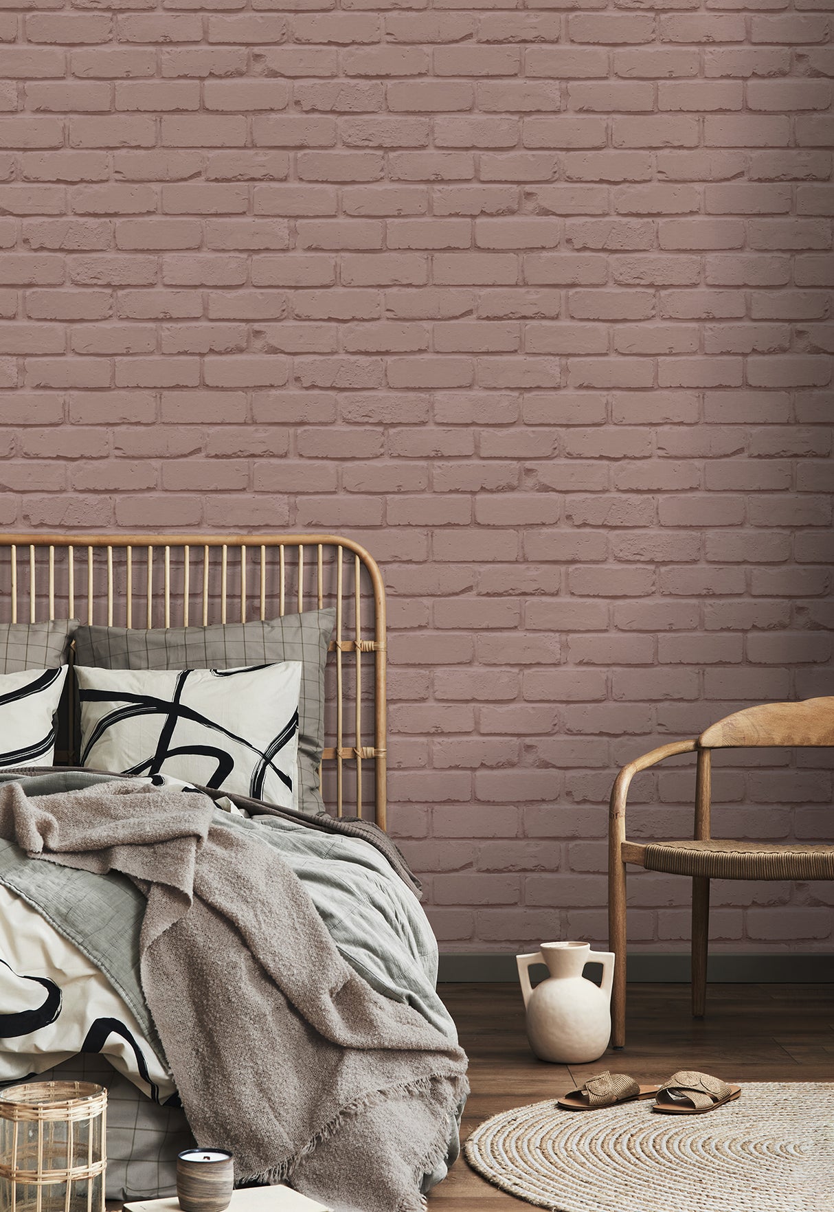 Alpin Pink by Fine Decor Painted Brick Wallpaper – Brewster FD43601