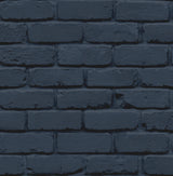 Alpin Navy Painted Brick wallpaper roll and room setting