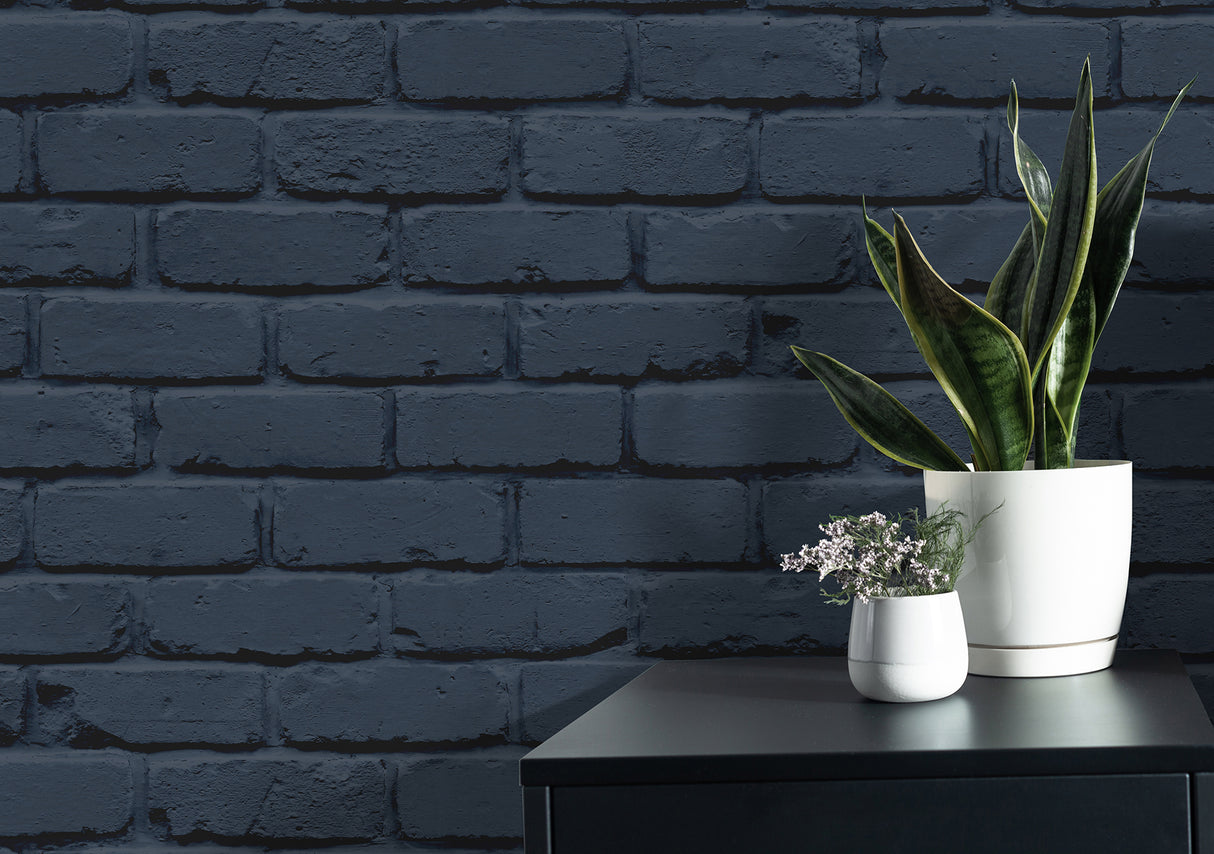 Alpin Navy by Fine Decor Painted Brick Wallpaper – Brewster Home Fashions FD43602