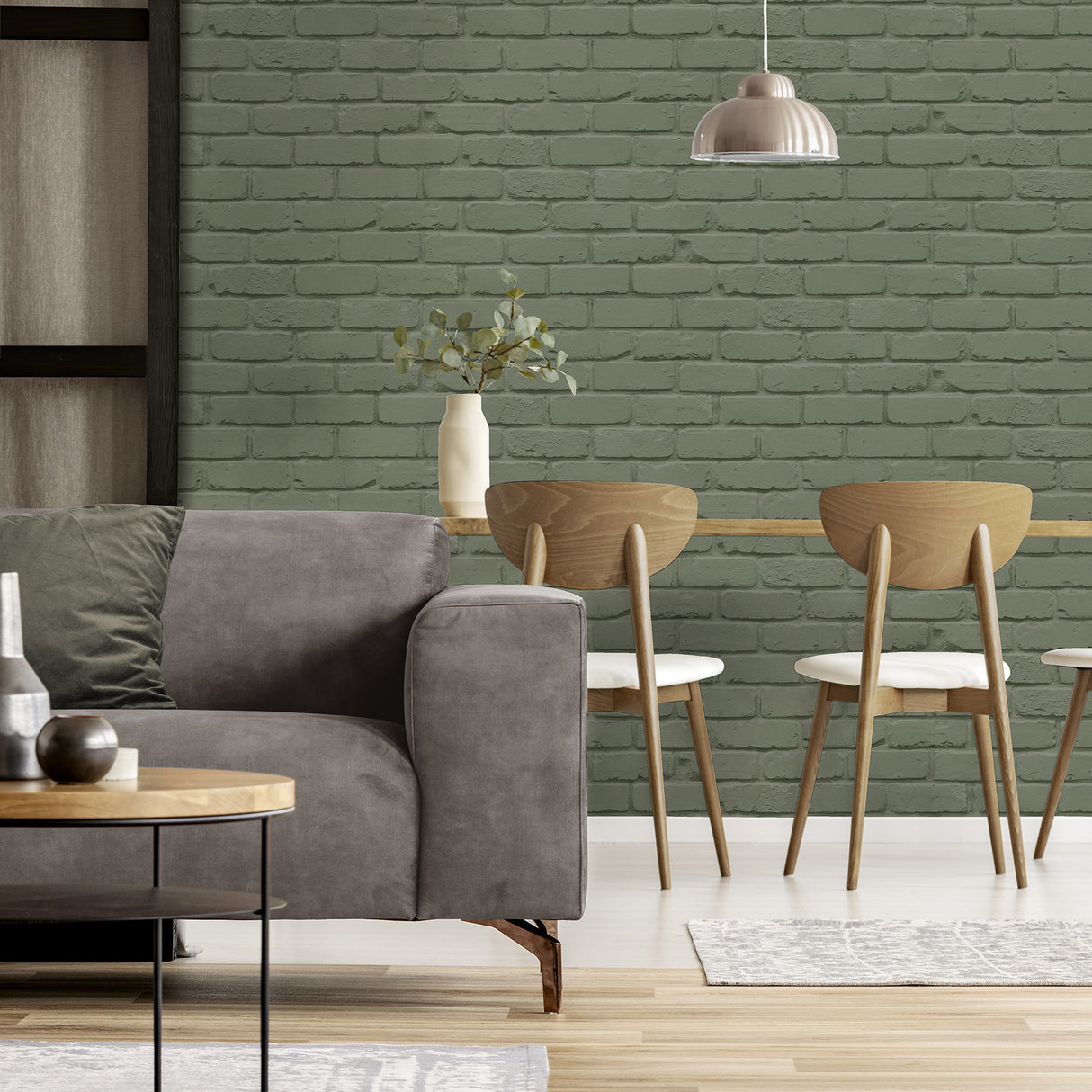 Alpin Sage by Fine Decor Painted Brick Wallpaper- Brewster Home Fashions FD43603