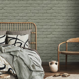 Alpin Sage by Fine Decor Painted Brick Wallpaper- Brewster Home Fashions FD43603