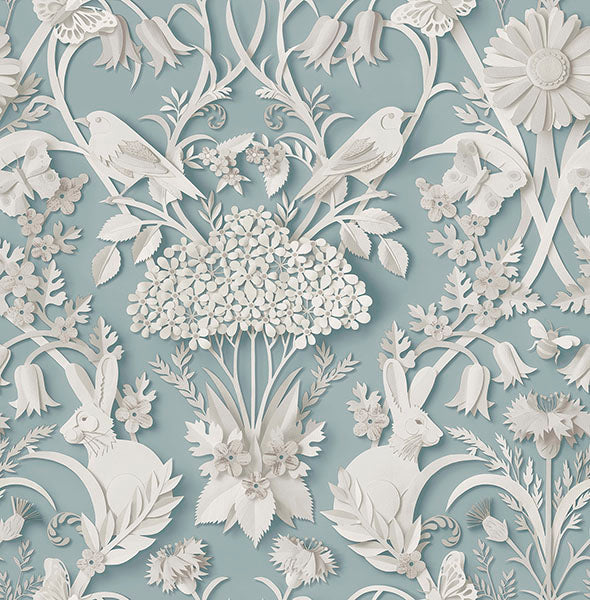 Fae Sky Blue Woodland Wallpaper - FD43605