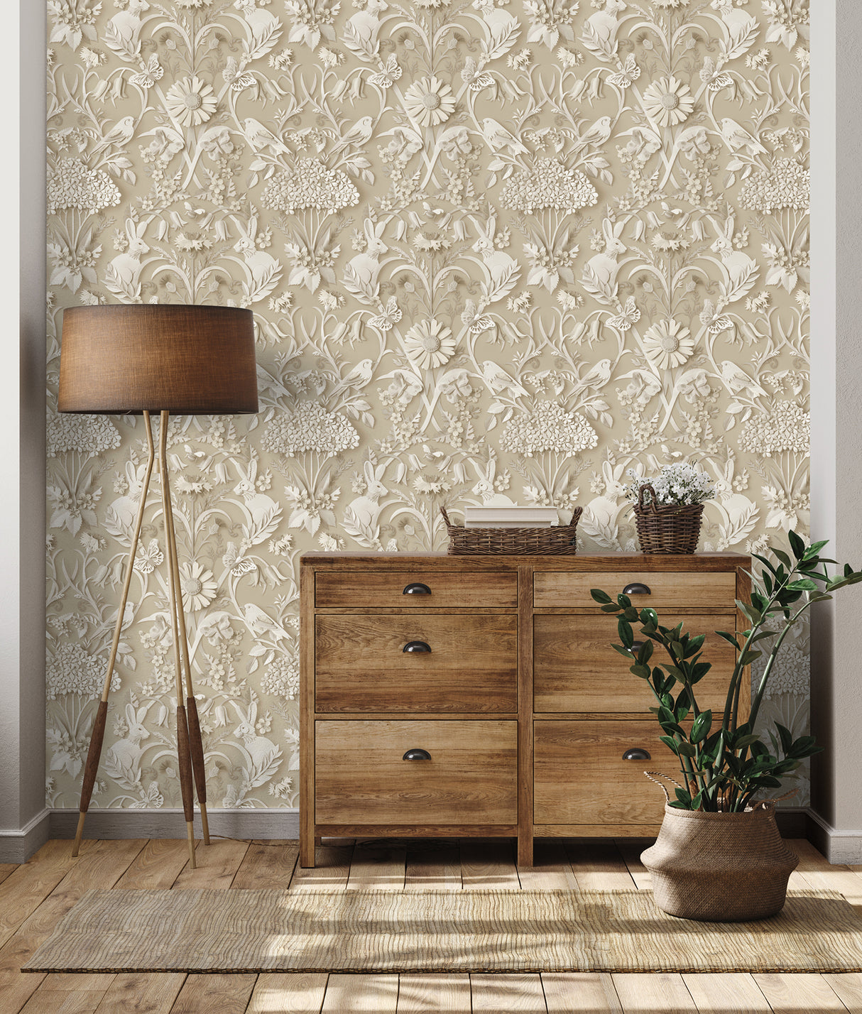 Fae Neutral by Fine Decor Woodland Wallpaper – Brewster Home Fashions FD43606