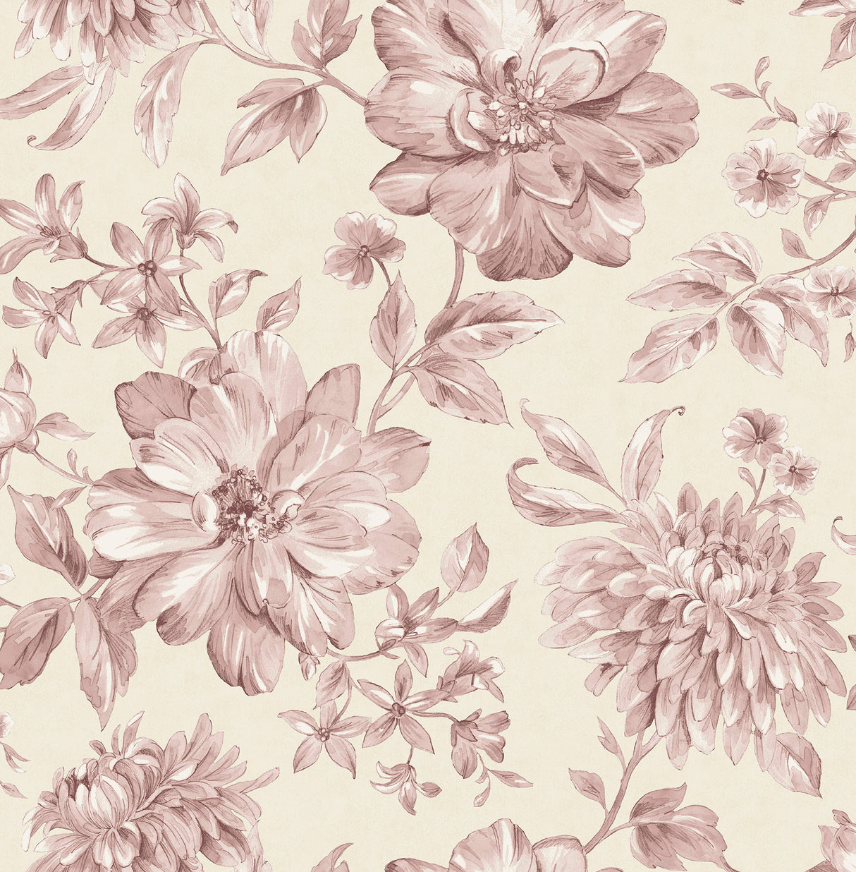 Fine Decor Gabriela Pink Floral Wallpaper FD43609 – room and detail views