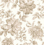 Fine Decor Gabriela Neutral Floral Wallpaper FD43611 in beige and tan on white, roll and room view
