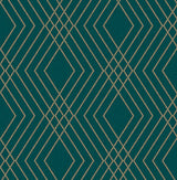 Shard Evergreen Trellis Wallpaper by Fine Decor with metallic bronze diamond trellis on deep green