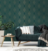 Shard Evergreen by Fine Decor Trellis Wallpaper- Brewster Home Fashions FD43613