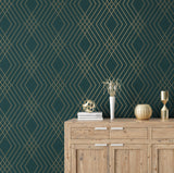 Shard Evergreen by Fine Decor Trellis Wallpaper- Brewster Home Fashions FD43613