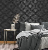 Shard Black by Fine Decor Trellis Wallpaper- Brewster FD43614